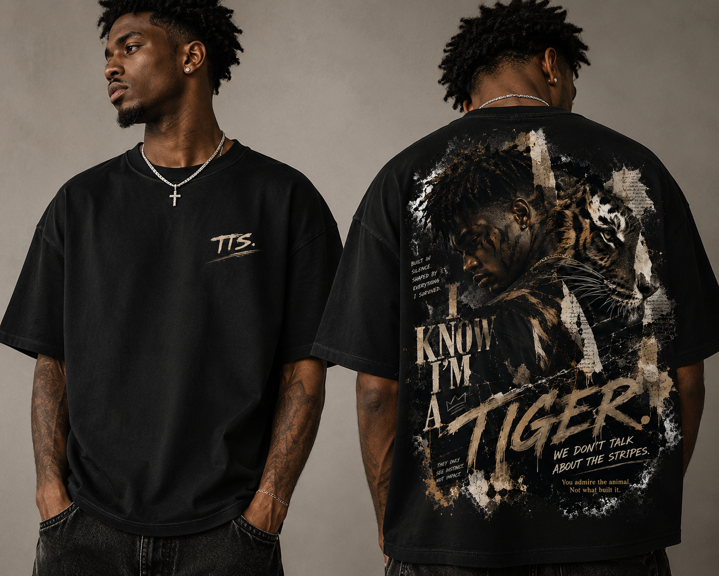 Know I’m a Tiger Oversized Graphic T-Shirt | Premium Mental Health Streetwear by Talk That Shift