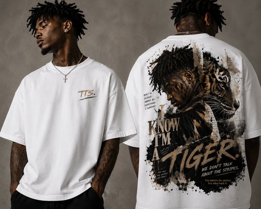 Know I’m a Tiger Oversized Graphic T-Shirt | Premium Mental Health Streetwear by Talk That Shift